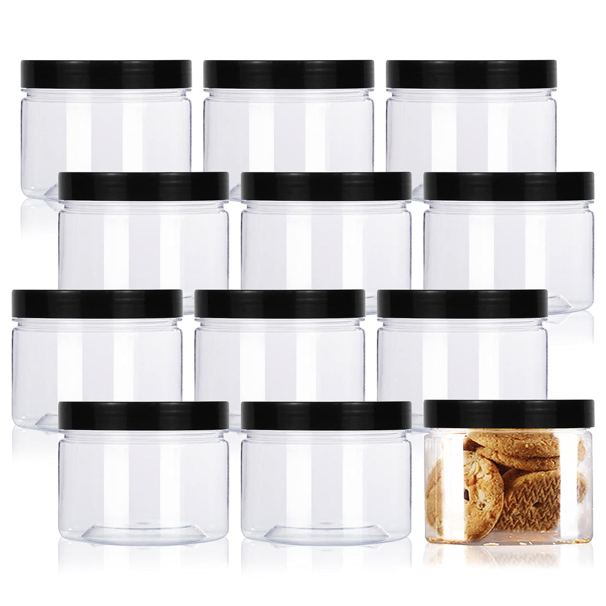 Lainrrew 12-pack 8oz clear jar with lid, wide mouth for easy filling and viewing