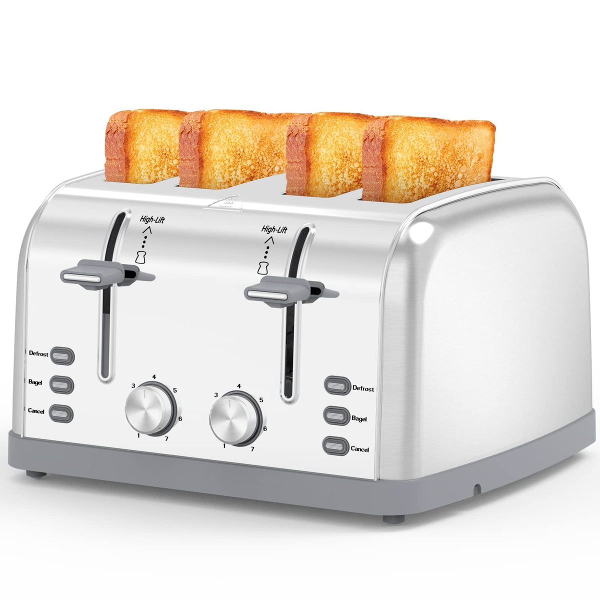 LAINSTEN Toaster 4 Slice wide slot for easy loading and even browning.