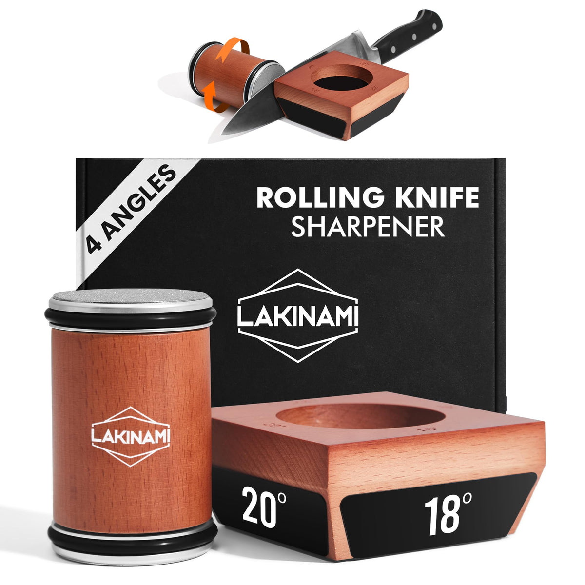 LAKINAMI knife sharpener rolling base for precise kitchen sharpening