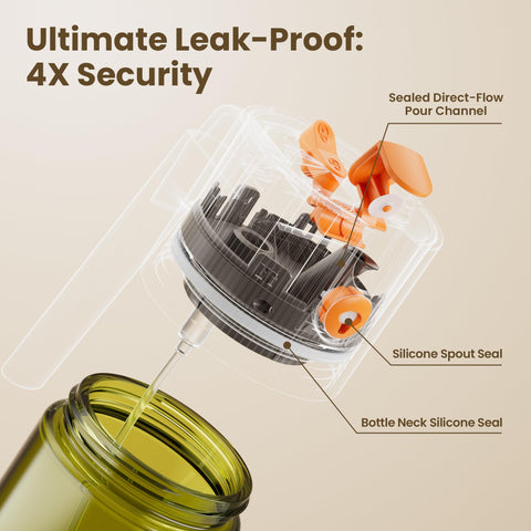 LAKUMIQI buckle-design oil mister delivers smooth pour and spray.