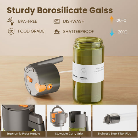 LAKUMIQI reusable glass oil dispenser for oils, sauces, and dressings.