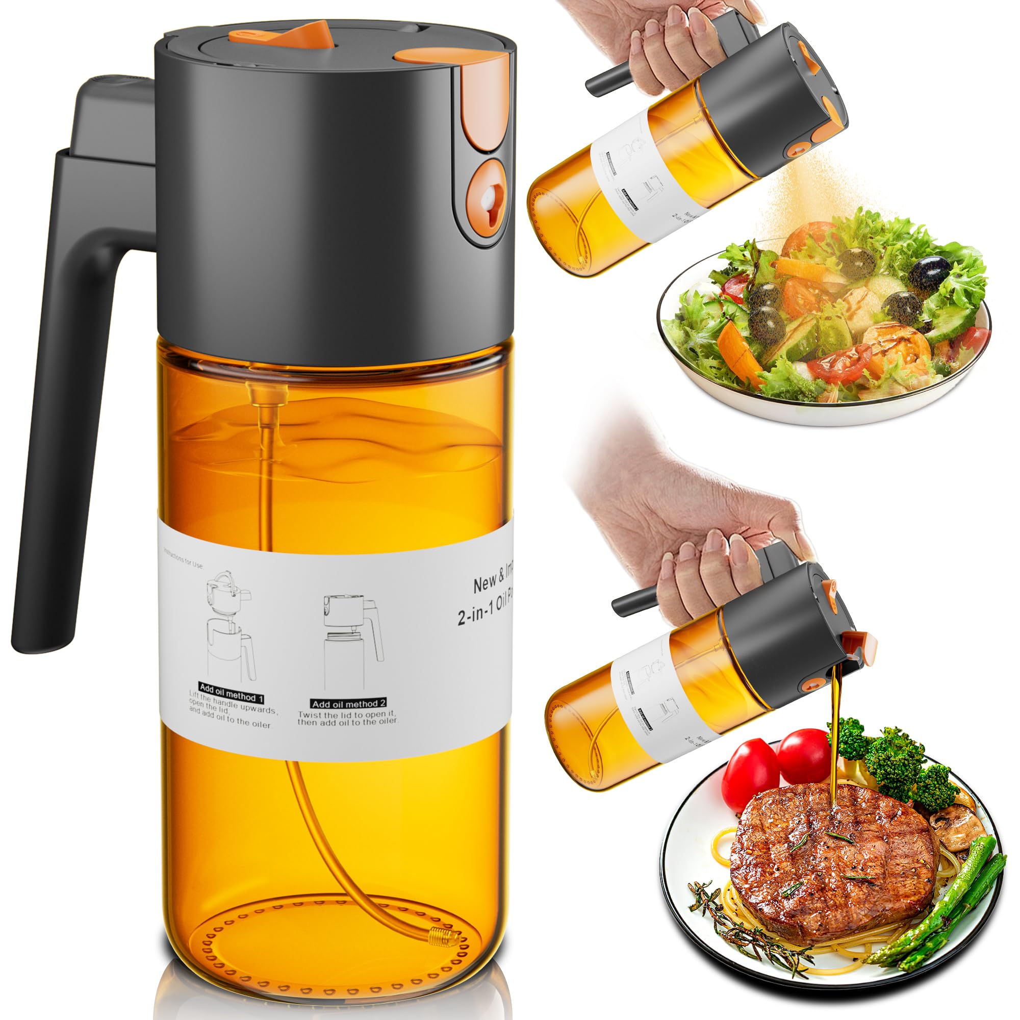 LAKUMIQI oil sprayer with dark-tinted bottle for fresher oil