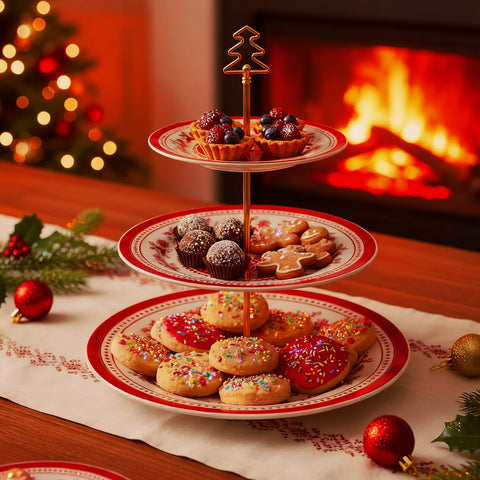 Lallisa snowflake elk pattern ceramic plates add seasonal charm.