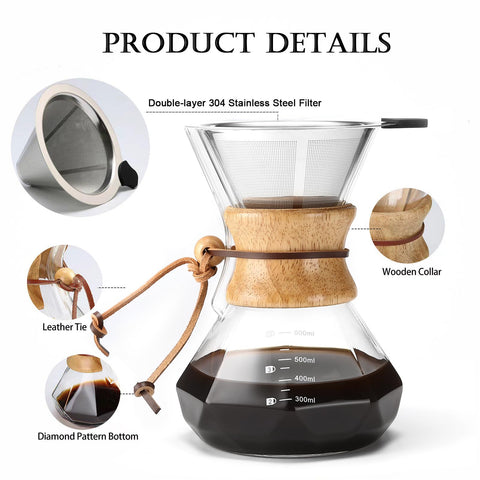 Lalord Pour Over borosilicate glass carafe is clear and heat resistant.