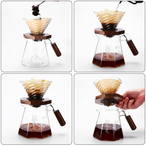 Lalord walnut collar around the glass dripper adds style and grip