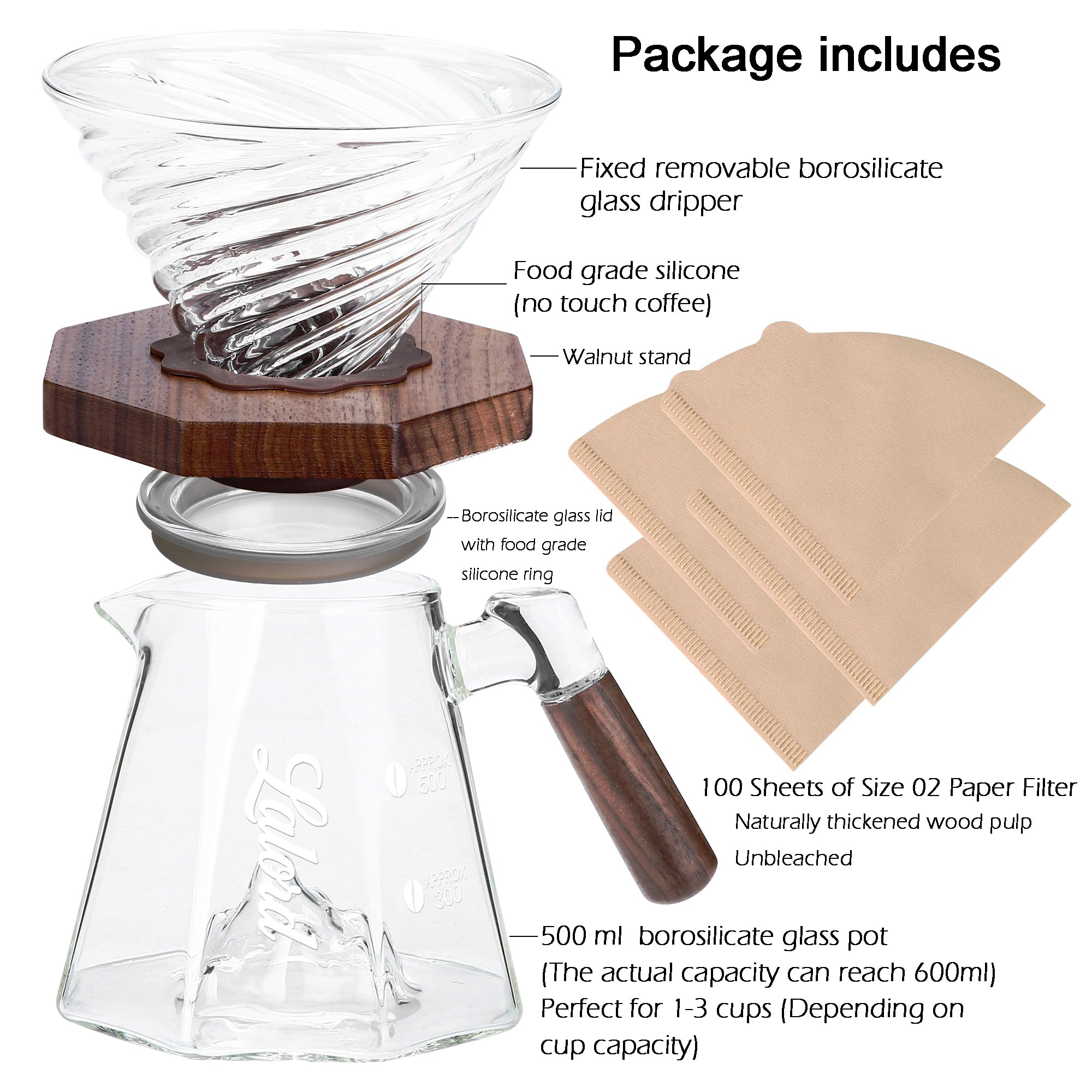 Lalord walnut-handle dripper close-up for ergonomic grip