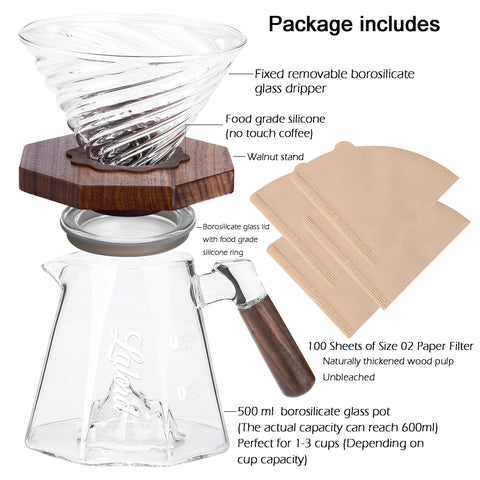 Lalord walnut-handle dripper close-up for ergonomic grip