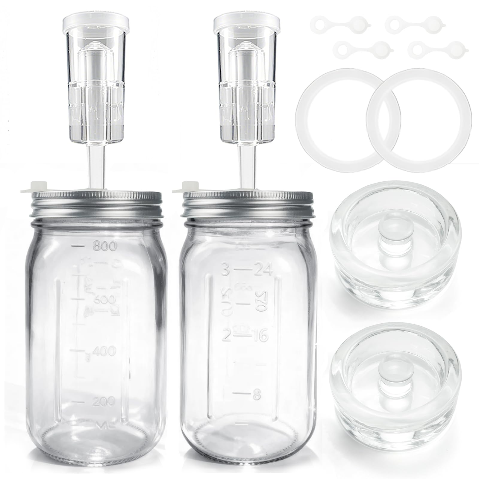 Lalvam 32oz mason jars ready for fermentation with a complete kit for krauts and pickles