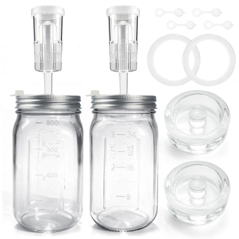 Lalvam 32oz mason jars ready for fermentation with a complete kit for krauts and pickles