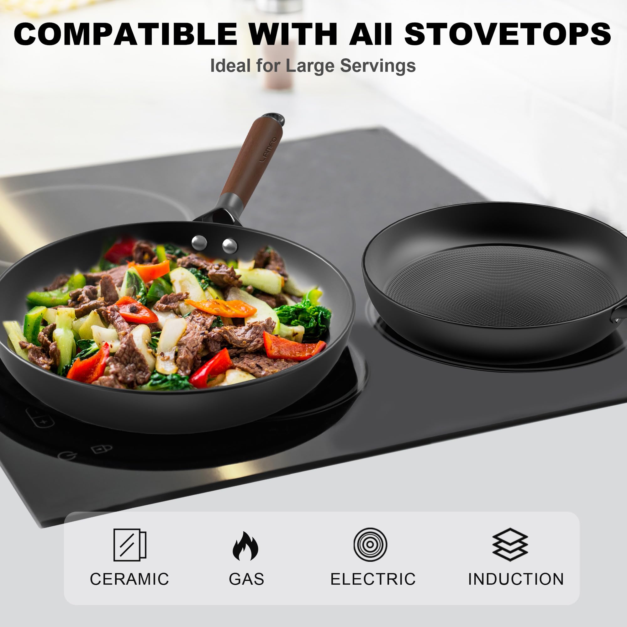 LAMFO rust-resistant cast iron promises durable cooking performance.