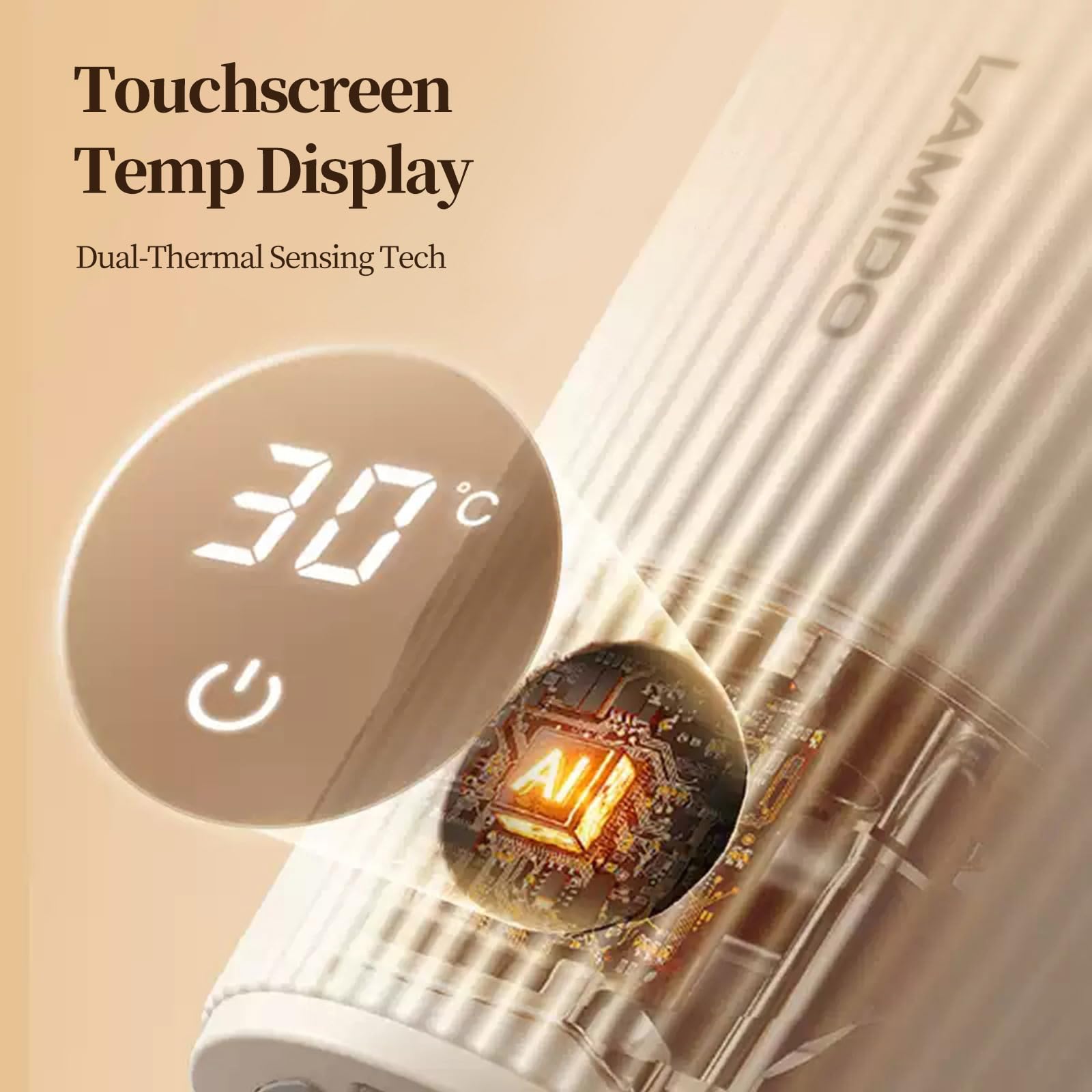 Lamido mug showing digital temperature display for safe beverage control
