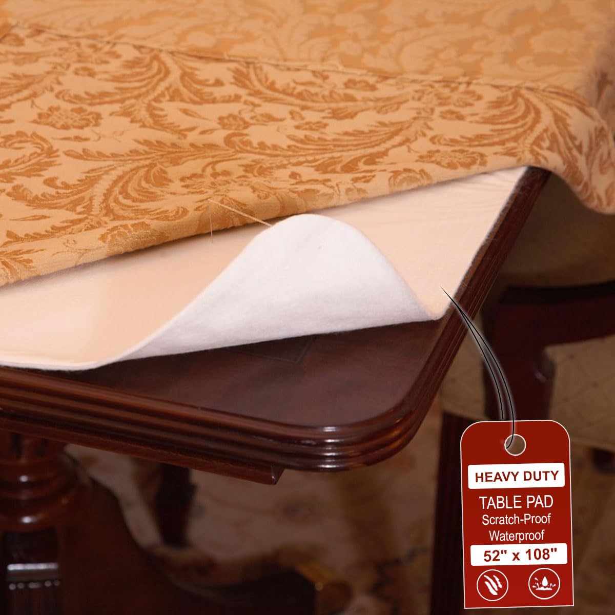 LAMINET deluxe table pad provides spill protection on a large dining table