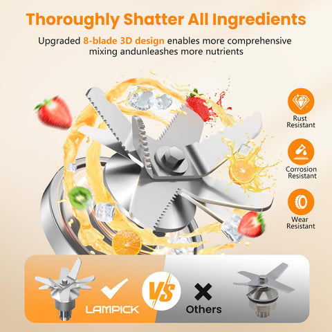 LAMPICK blender 68oz pitcher enables batch smoothies for the whole family.