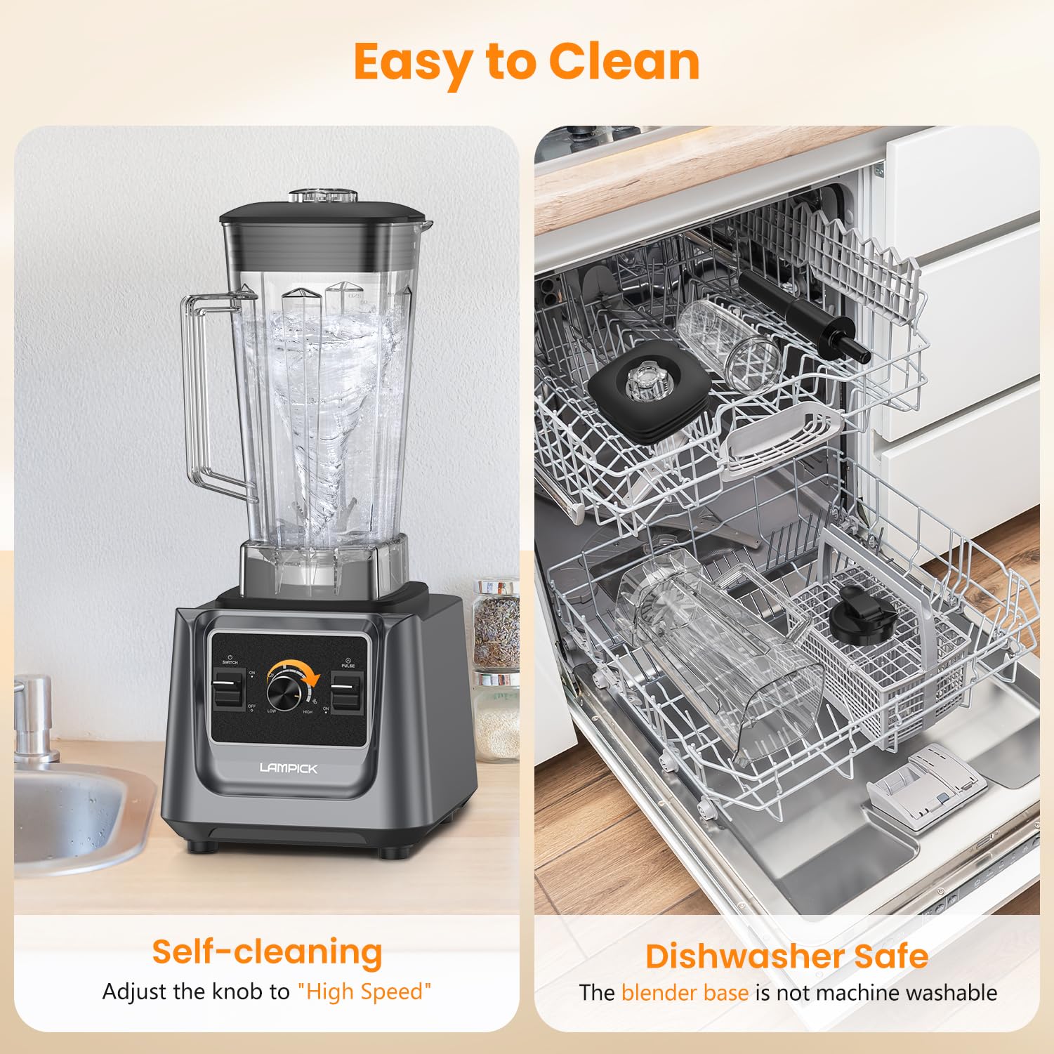 Eight-in-one versatility of LAMPICK blender replacing several kitchen appliances.