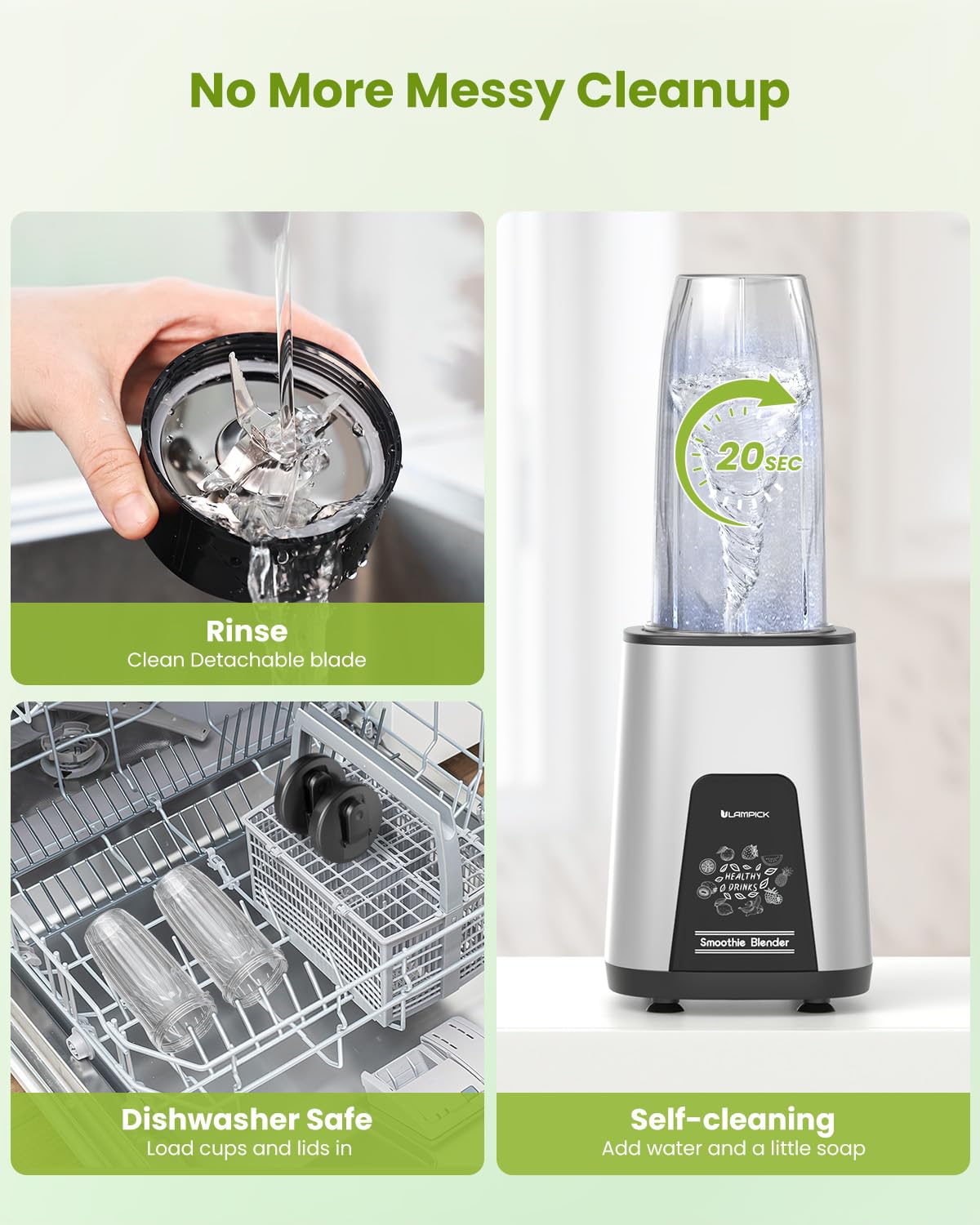 LAMPICK blends smoothies, shakes, milkshakes, and juices with ease.