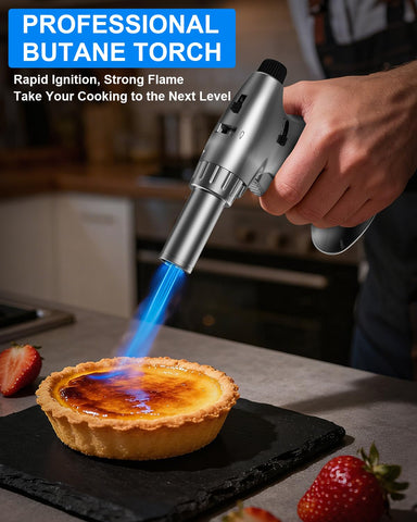 Lamsen refillable torch works with universal butane canisters for repeated use