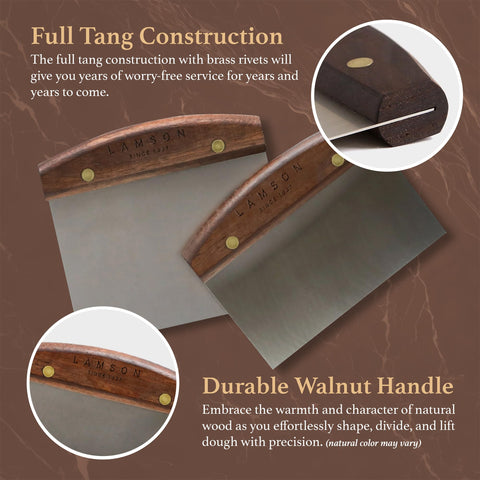 Lamson handcrafted in USA badge on handle signaling premium quality.