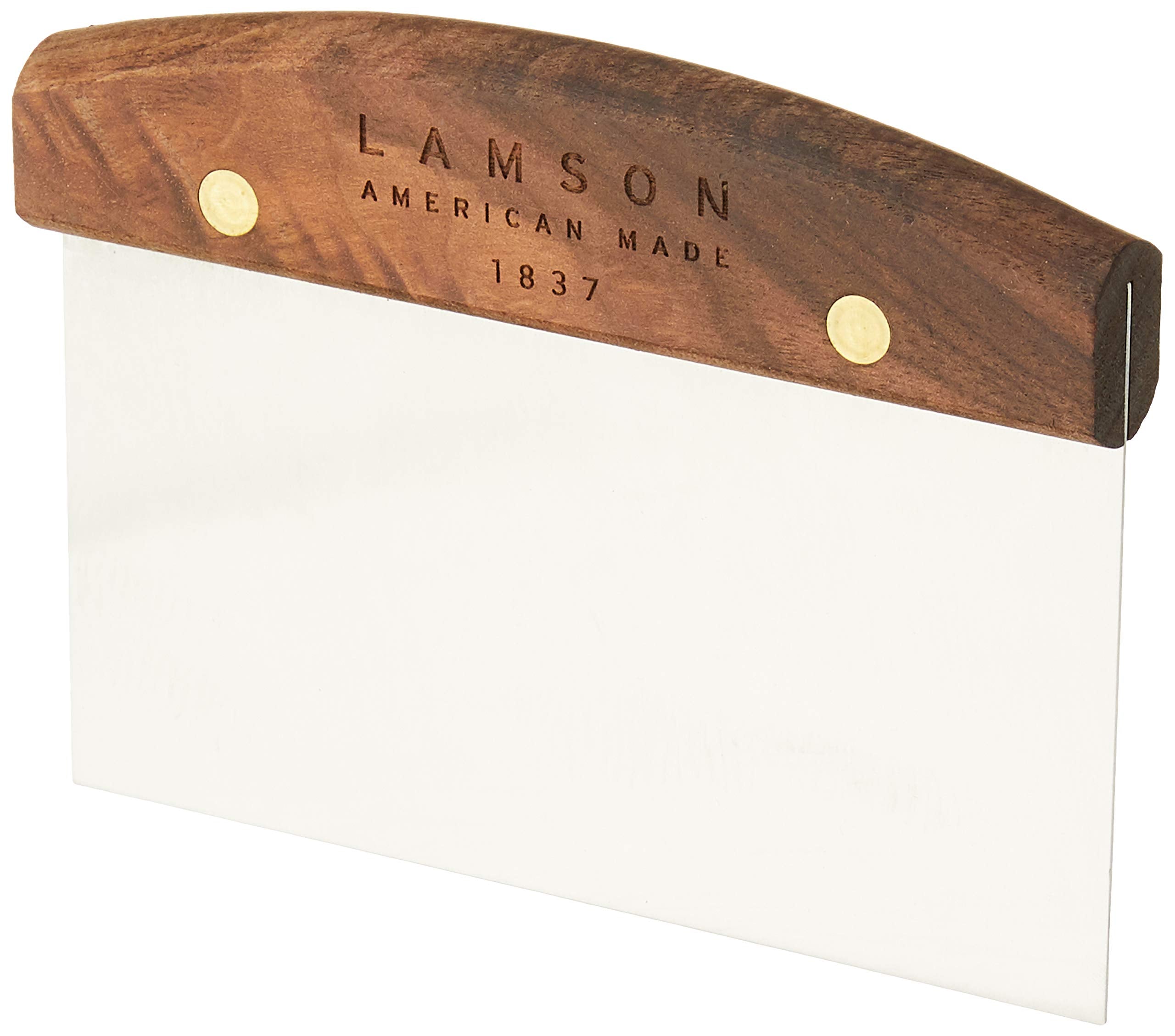 Lamson dough scraper on dough board showing efficiency and control.