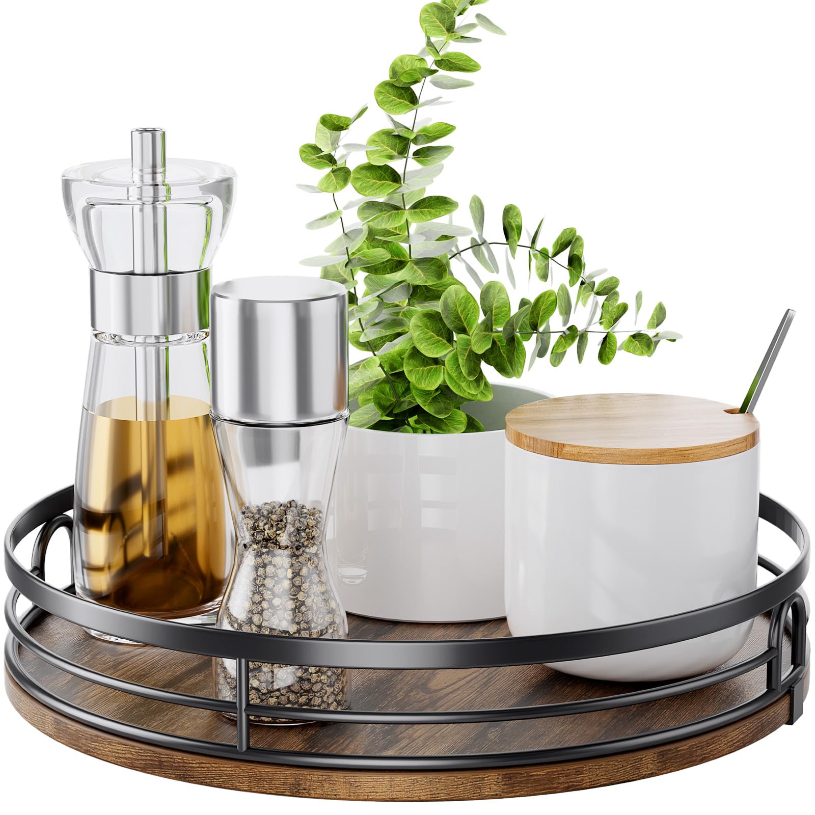 LAMU 10-inch lazy susan base with sturdy wood and metal frame for cabinet organization