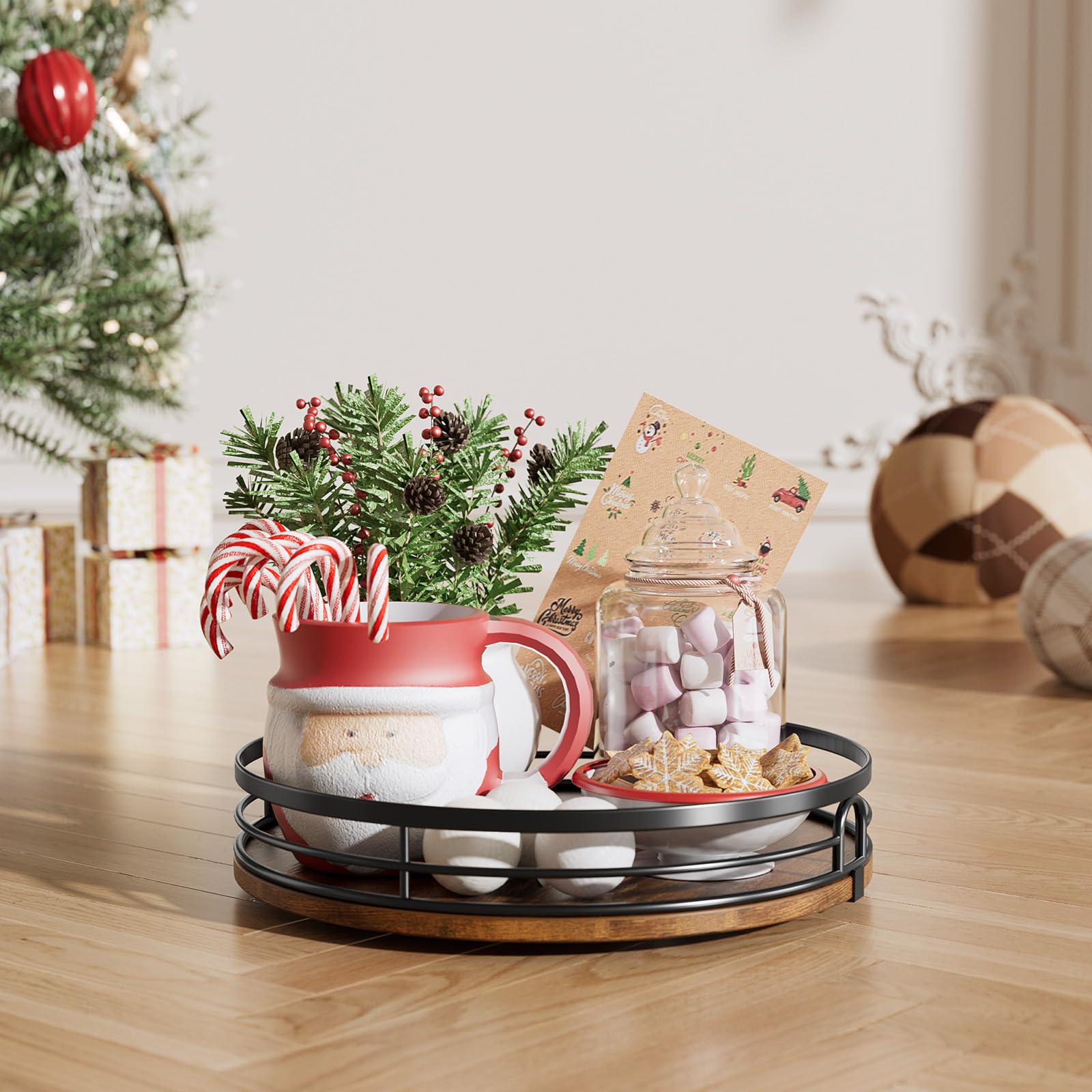 LAMU 10-inch lazy susan showing smooth 360-degree rotation for easy access
