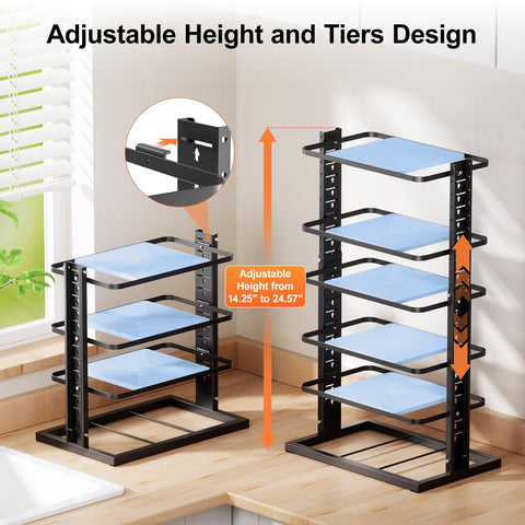 LAMU 12-inch cookware capacity rack fits larger pots without crowding.