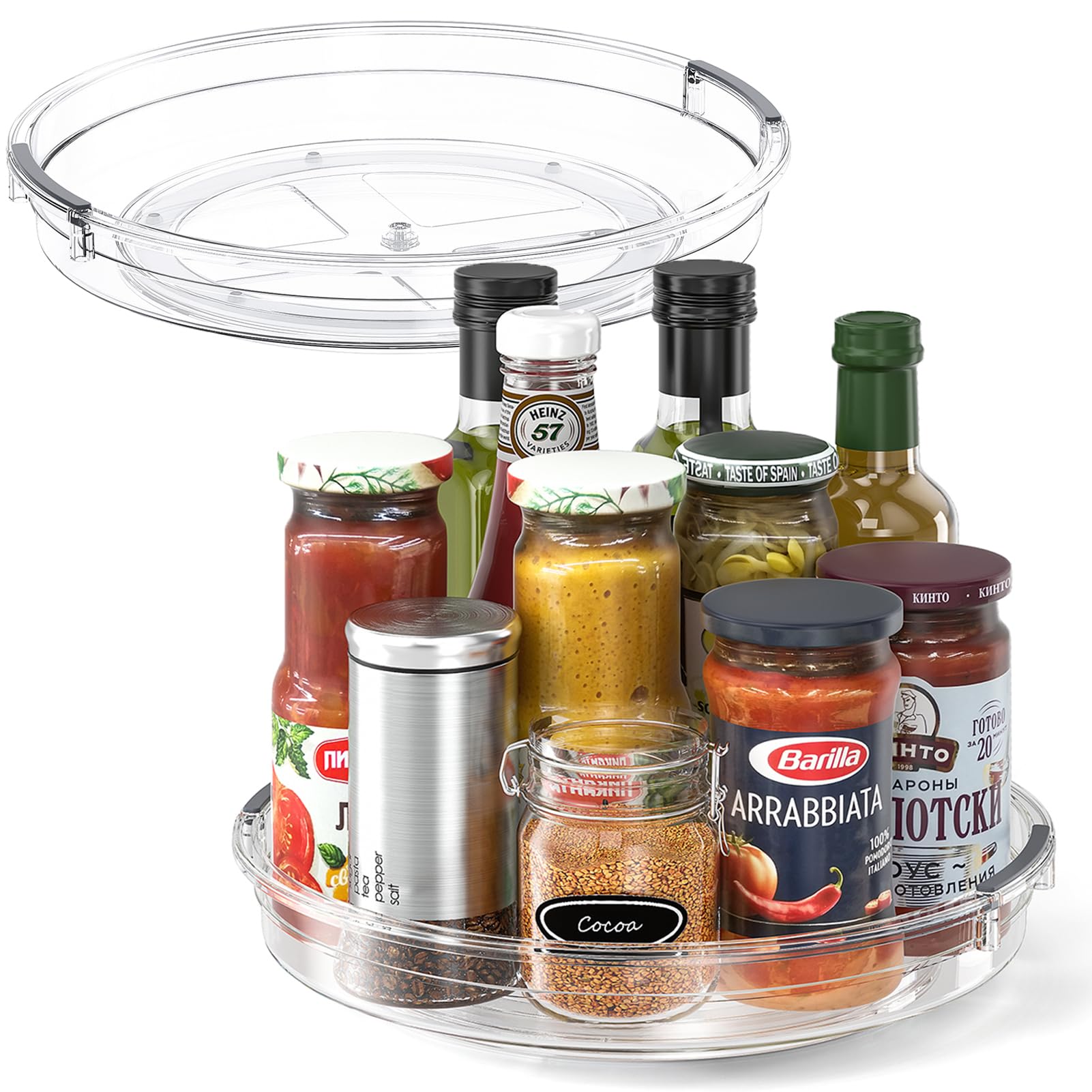 LAMU 2 pack 10.6 inch lazy susan on cabinet shelf for easy reach of items