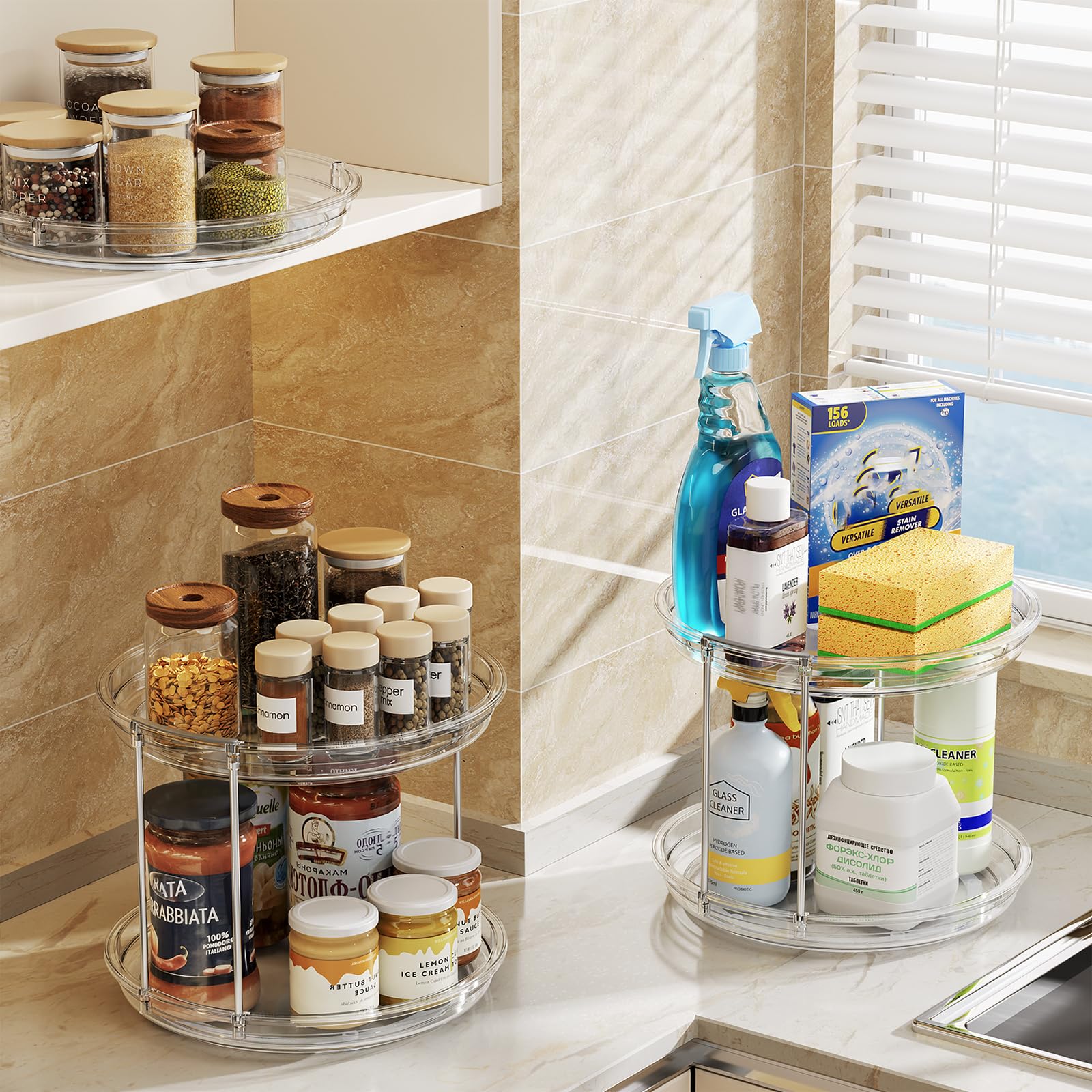 LAMU countertop-ready organizer keeps daily items within reach on kitchen or vanity.