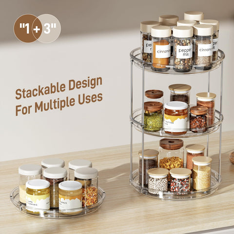 LAMU 2-pack 2-tier Lazy Susan metal rods offer sturdy durability for heavy jars.