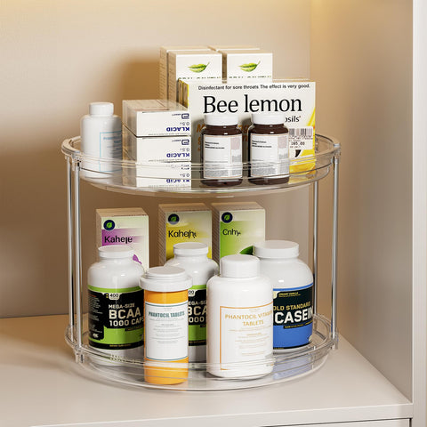 LAMU spice organizer supports pantry and medicine cabinet organization.