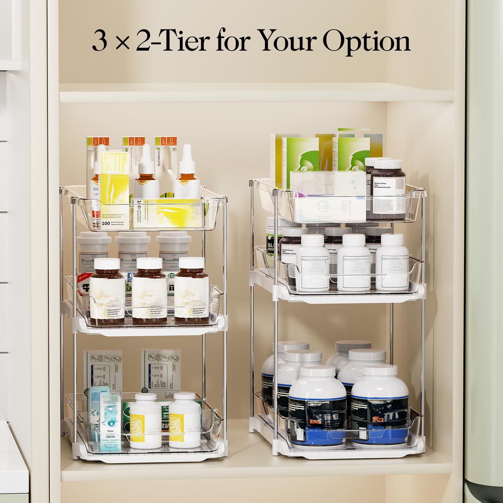 LAMU modular rod system supports flexible configurations for kitchen or bathroom storage