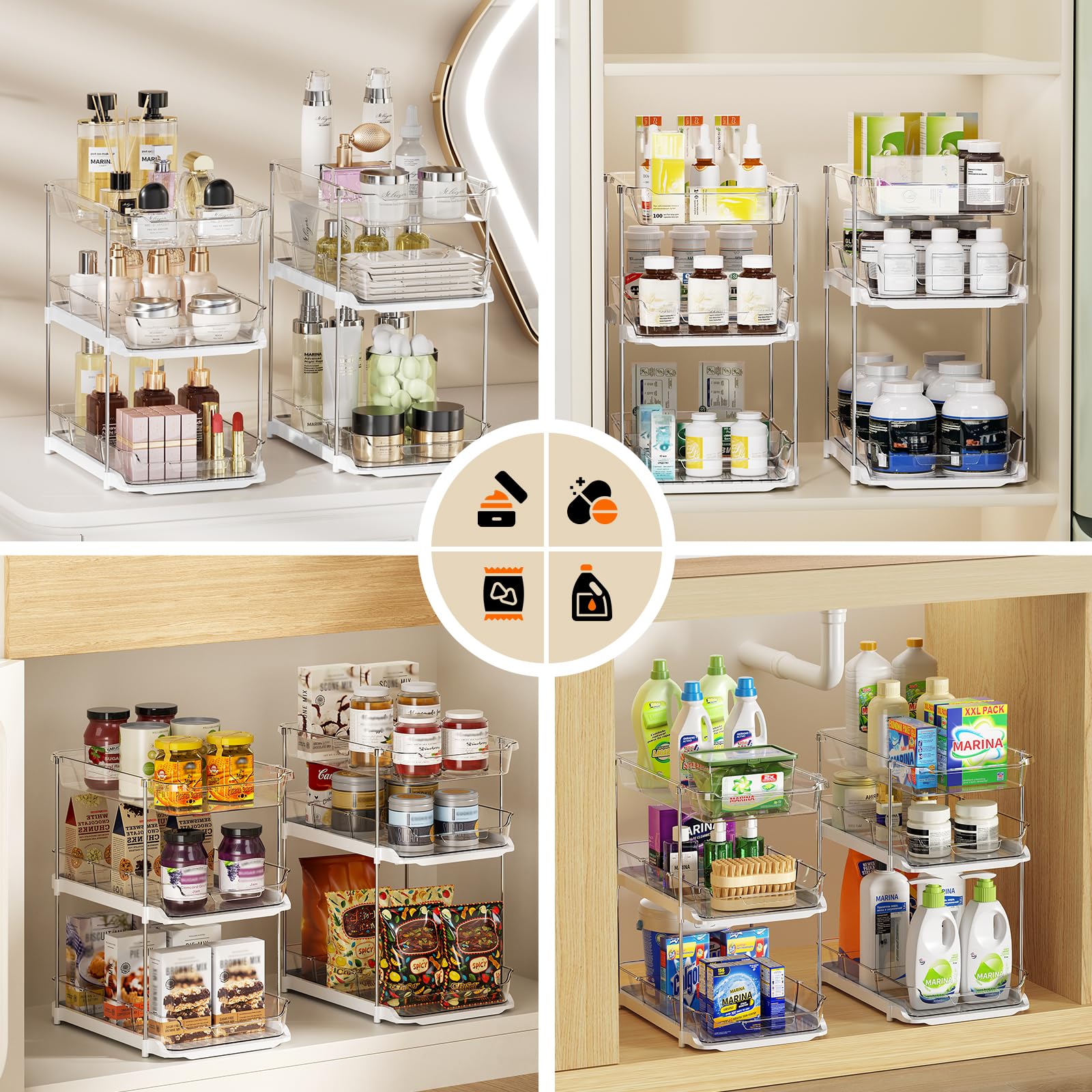 LAMU rust-proof rods resist humidity for long-lasting under-sink organization