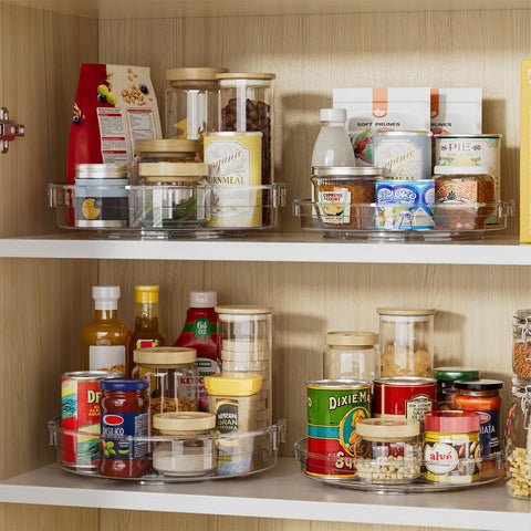 LAMU 4-pack lazy susan 10-6in turntable in fridge for organized spices.