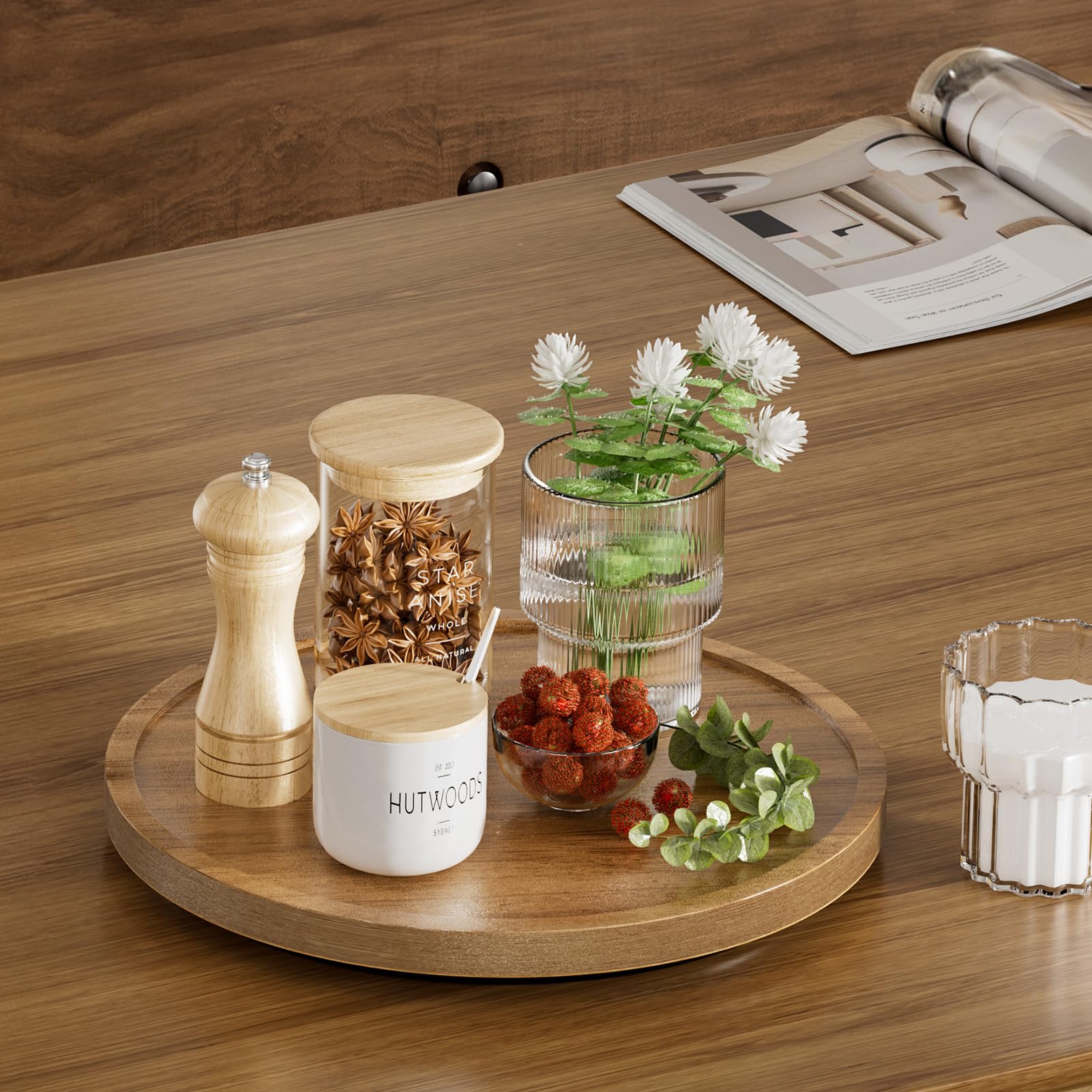 LAMU natural wood grain enhances any kitchen, ready to organize