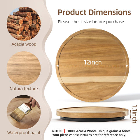 LAMU lazy susan displaying spice-jar collection, highlighting unique wood grain