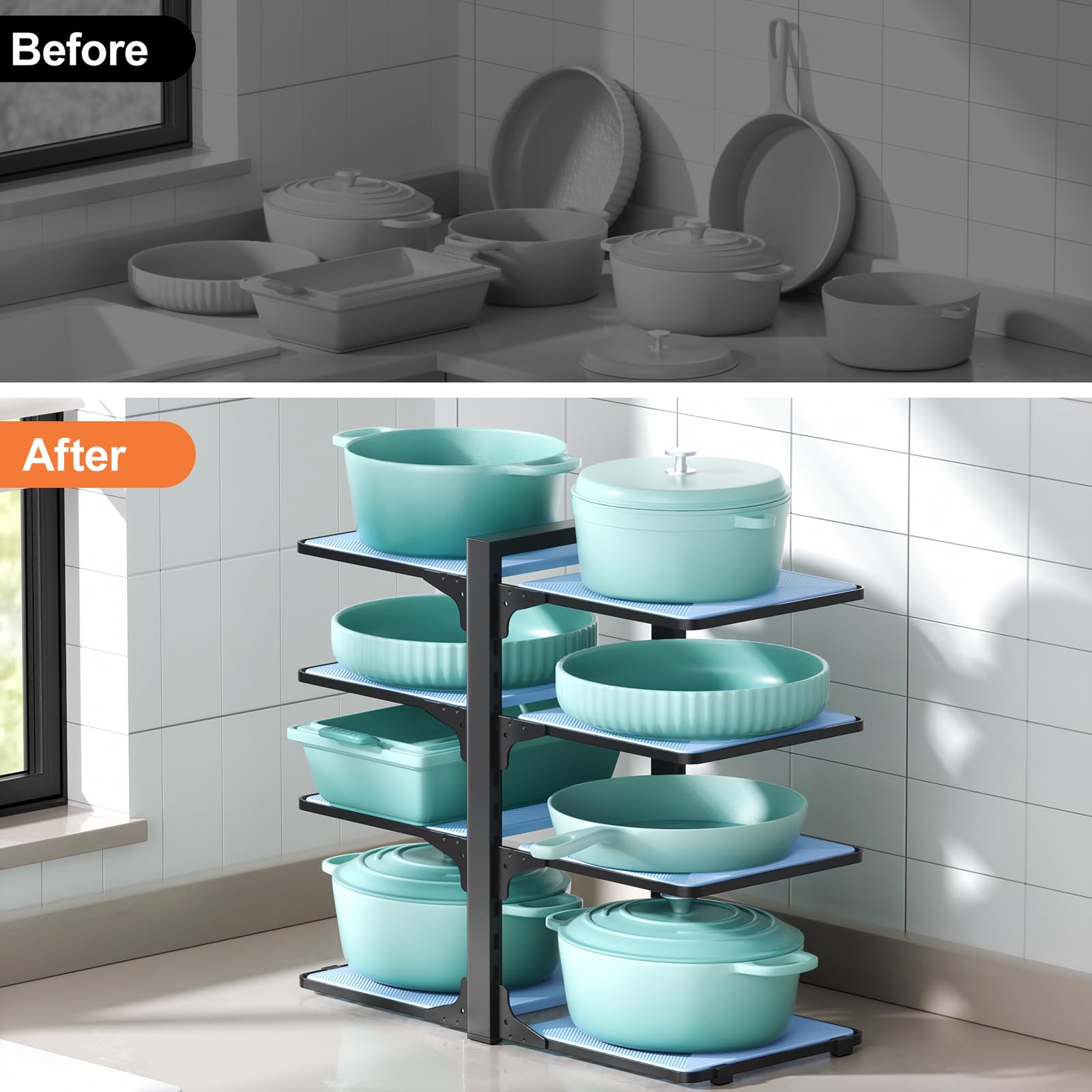 LAMU sleek black finish matches modern kitchens.