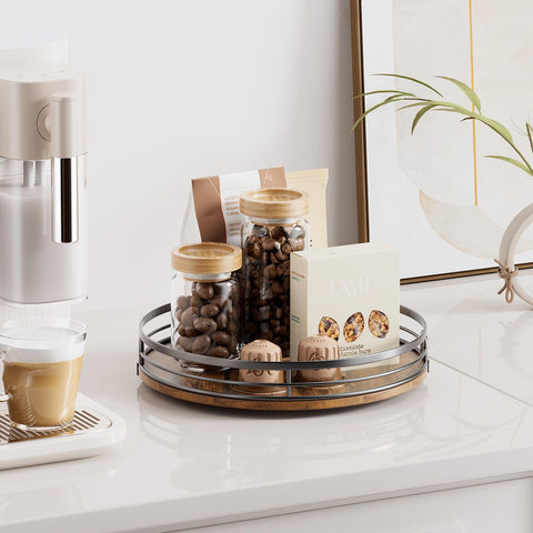 LAMU lazy susan raised edge design prevents spills and tipping.