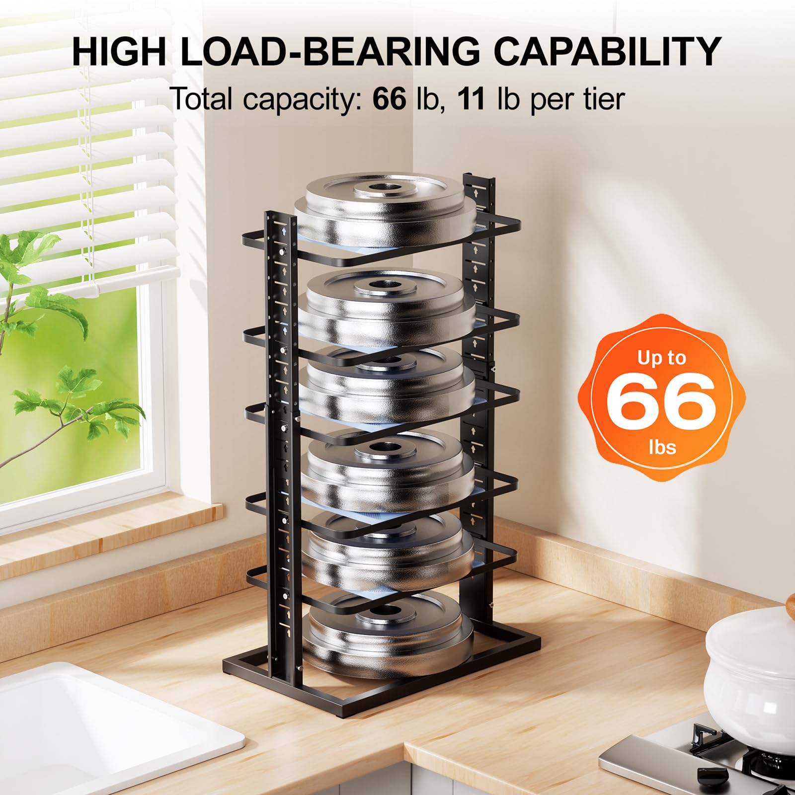 LAMU extendable-height rack adjusts from 14 to 24-57 inches for cabinets.
