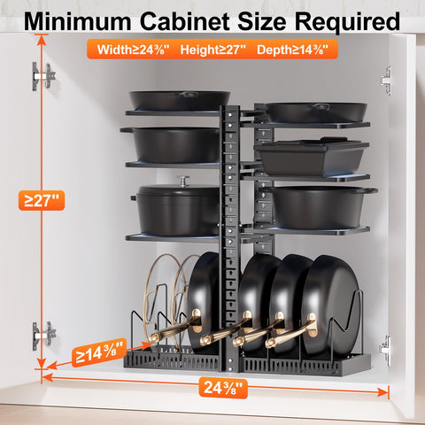 LAMU inside-cabinet pan lid organizer keeps lids tidy