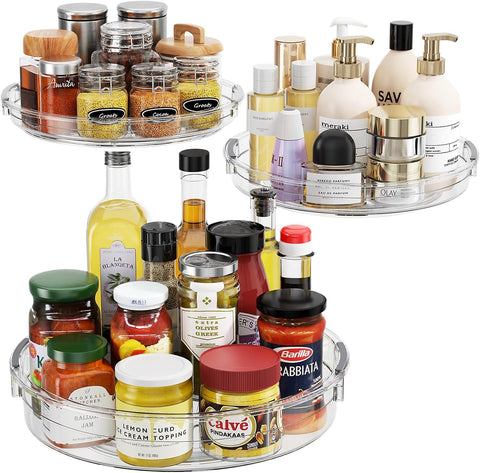 LAMU 3-pack lazy susan base view showing compact cabinet storage.
