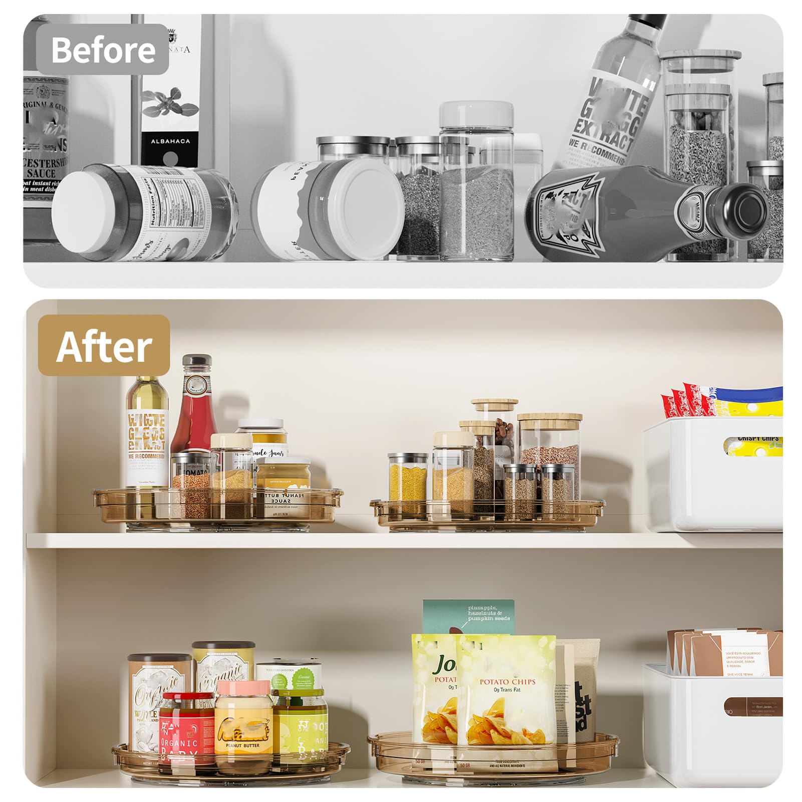 LAMU 360-degree rotating lazy susan for fridge and pantry storage