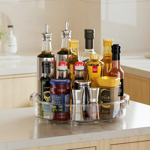 LAMU BPA-free acrylic Lazy Susan offers durable, clear storage.