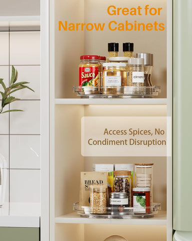 LAMU Lazy Susan countertop display: smooth rotation for daily kitchen tasks.