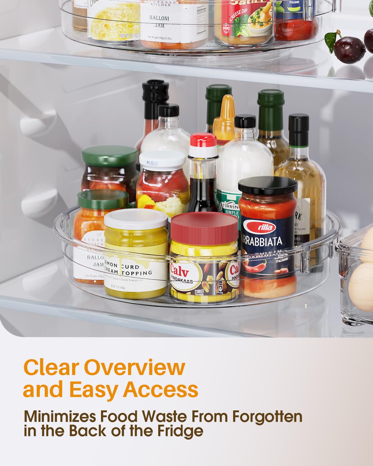 LAMU Lazy Susan for fridge organization keeps essentials accessible.