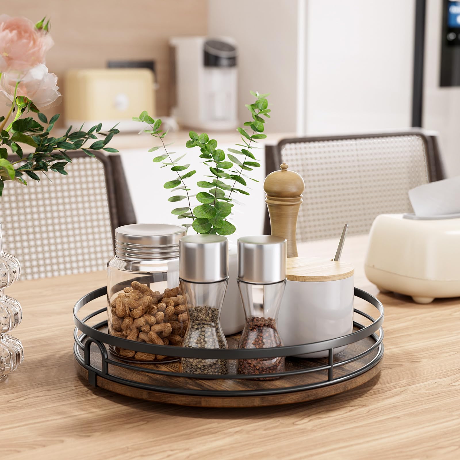LAMU lazy susan rotation demo shows smooth 360-degree access.