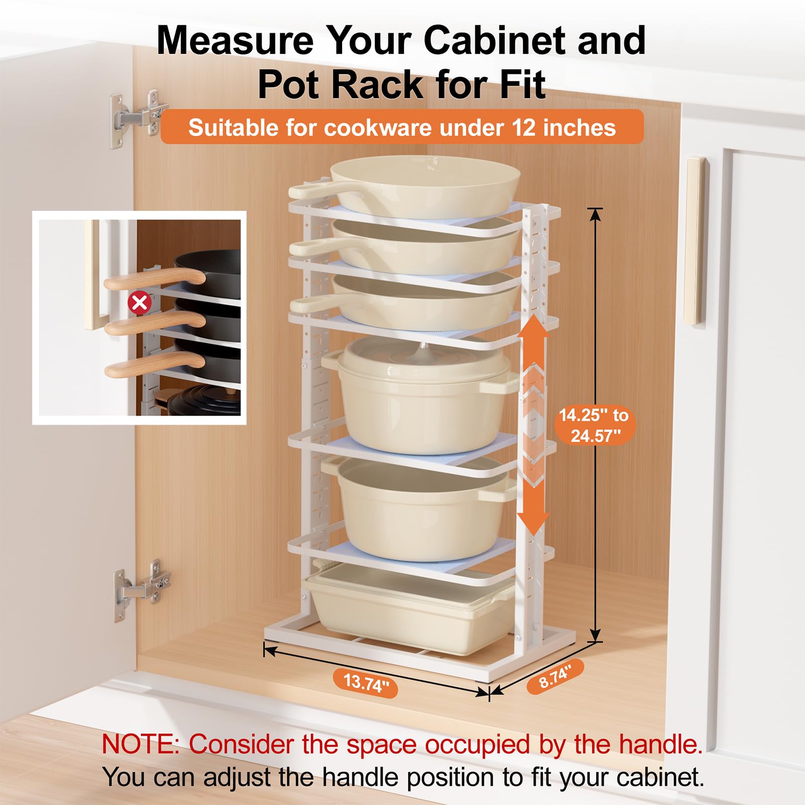 LAMU extendable-height rack fits varied cabinet sizes from 14 to 24.57 inches.