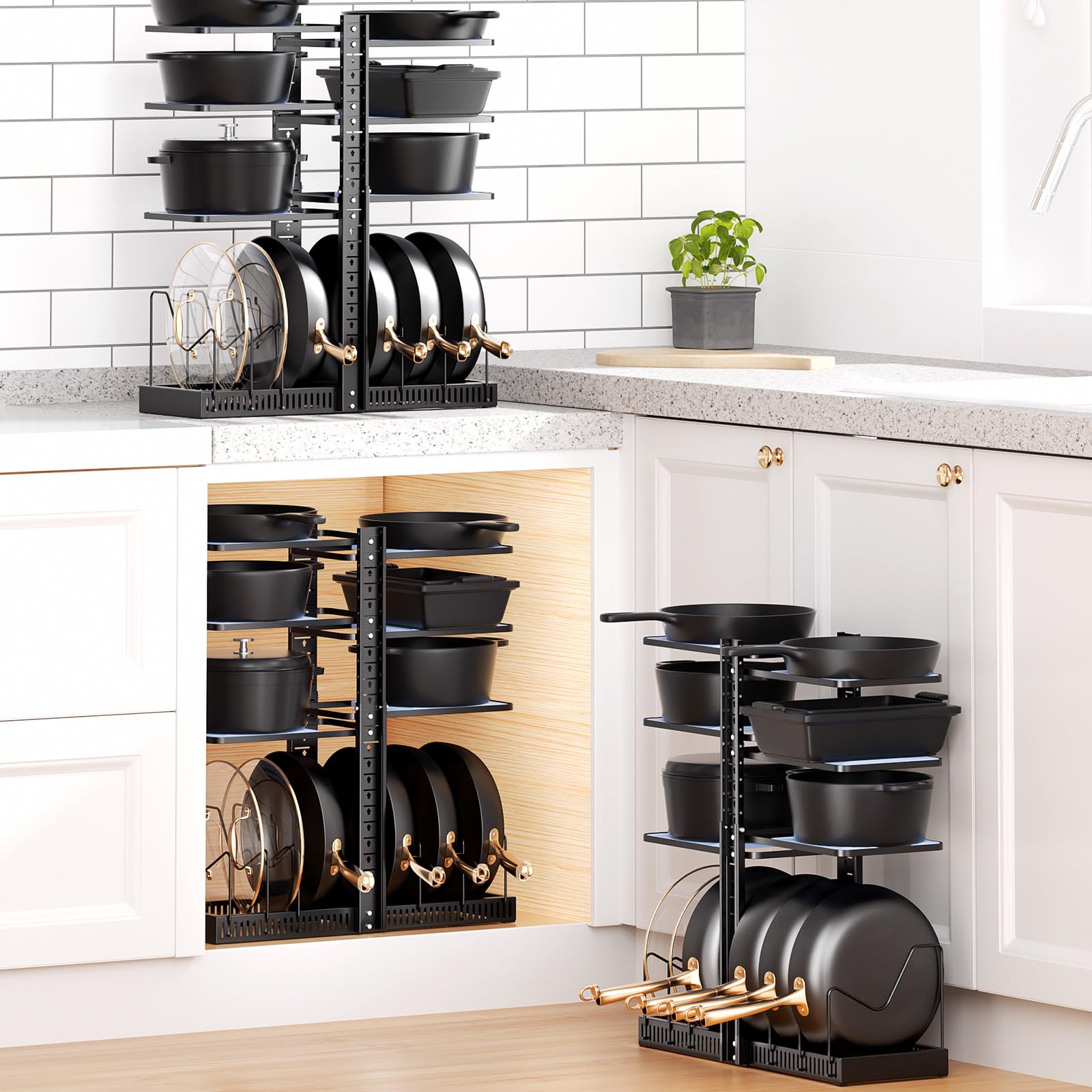 LAMU smooth plastic shelves protect cookware from scratches