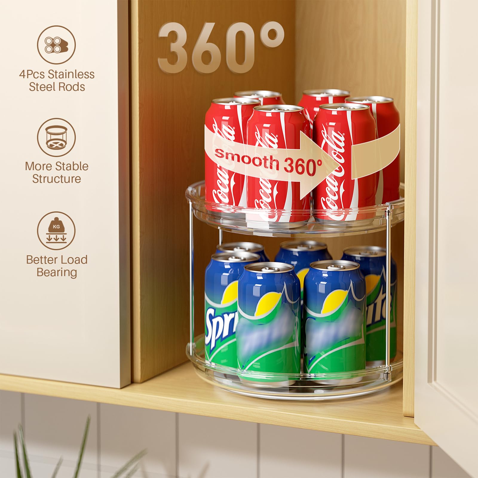 LAMU rotating spice rack 360 view enables easy ingredient access.
