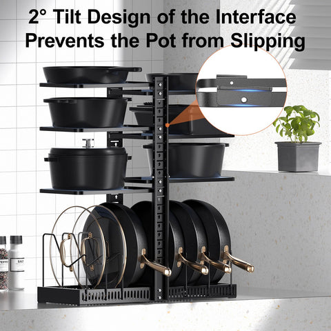 LAMU six-shelves pots storage for flexible cookware layout