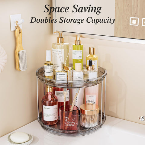 LAMU stackable lazy Susan with two units expanding storage.