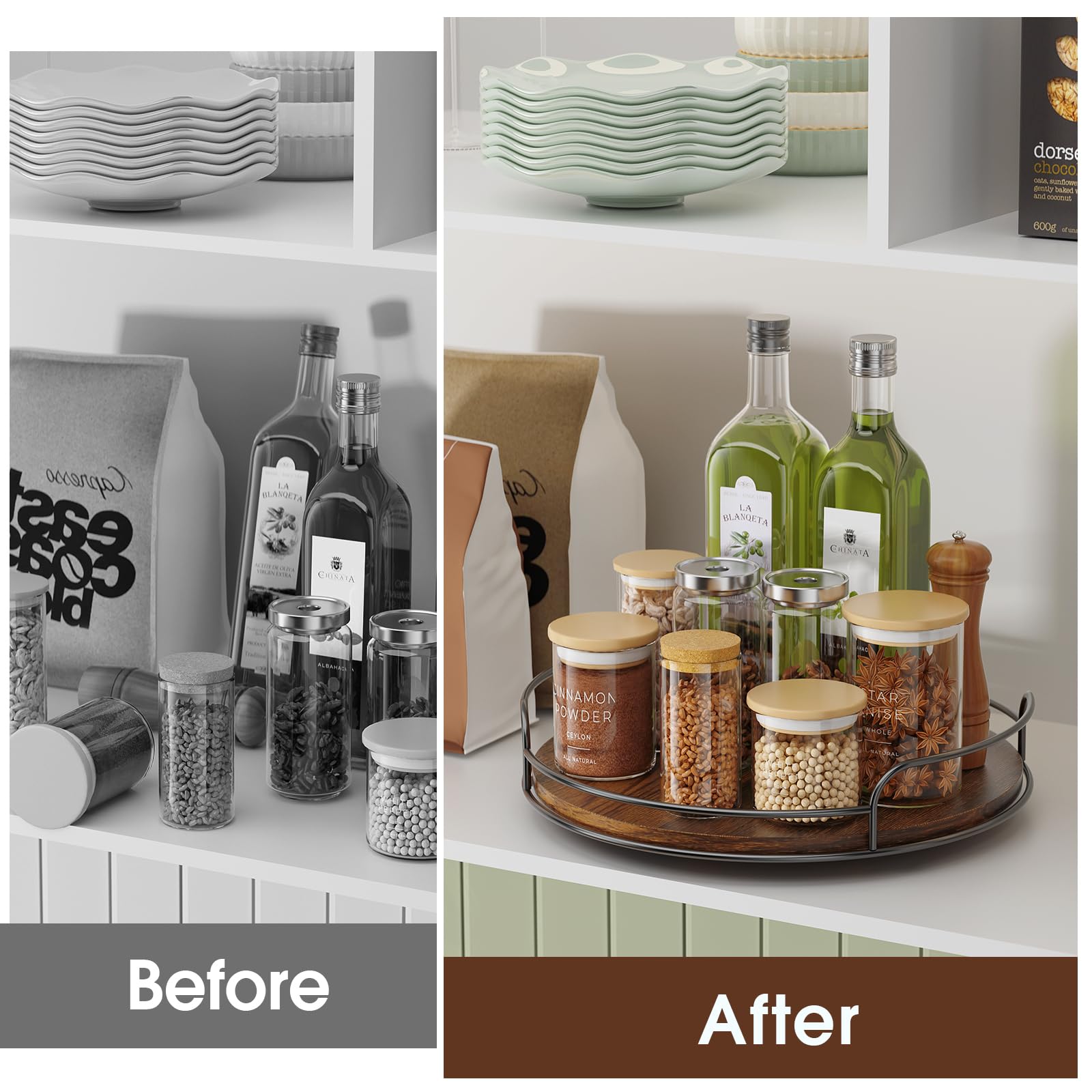 LAMU cabinet Lazy Susan keeps spices organized and within easy reach